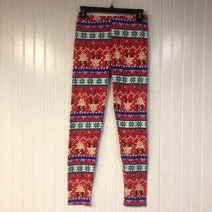 Tis the Season Reindeer Christmas Full Length Leggings Large Soft